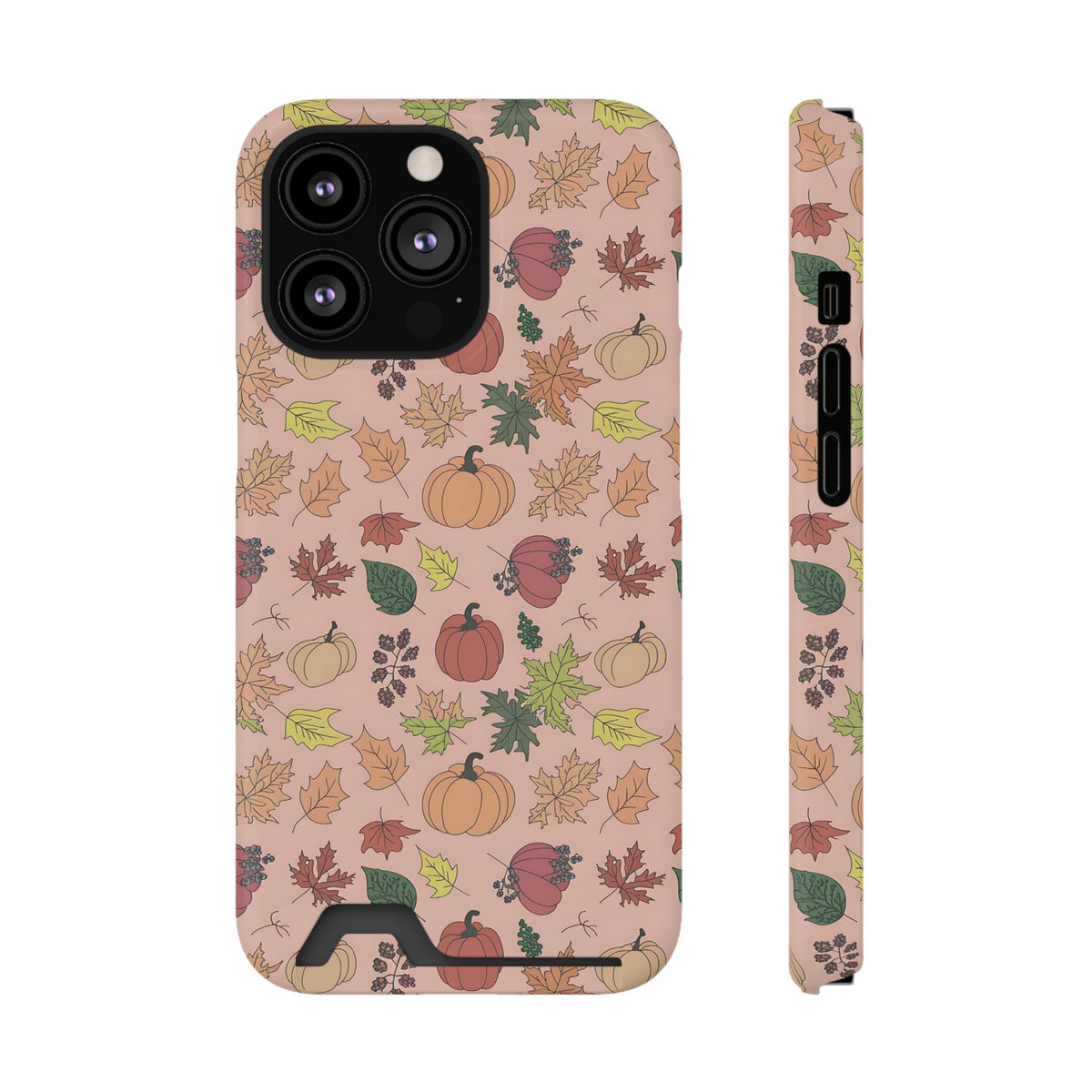 Autumn Harvest phone case with card holder for iPhone 13 Pro, glossy finish
