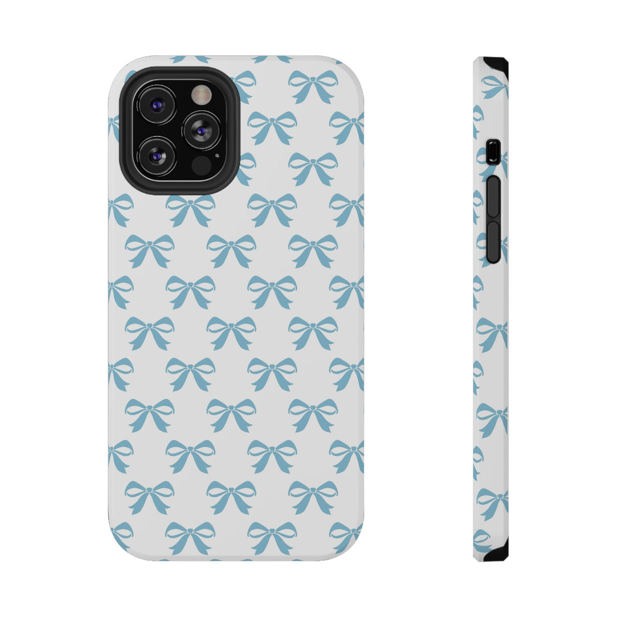 Baby Blue Bow protective phone case for iPhone 12 Pro, glossy finish