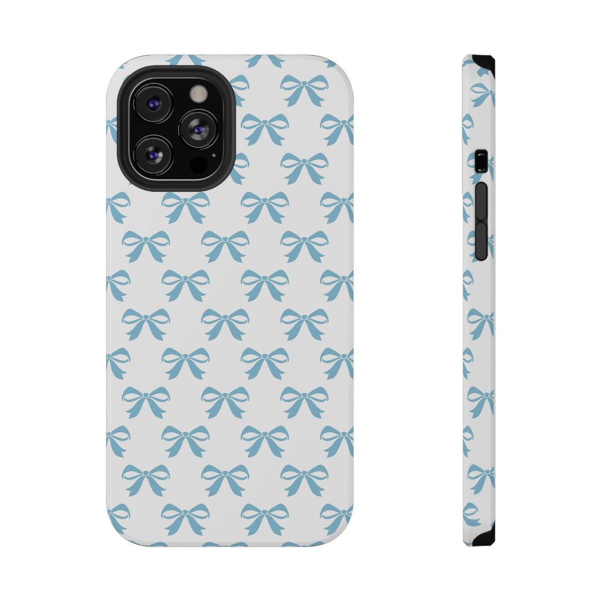 Baby Blue Bow protective phone case for iPhone 12 Pro Max, glossy finish