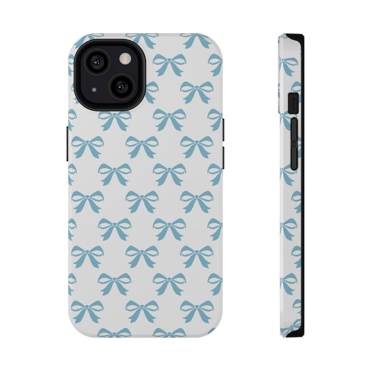 Baby Blue Bow protective phone case for iPhone 13, glossy finish