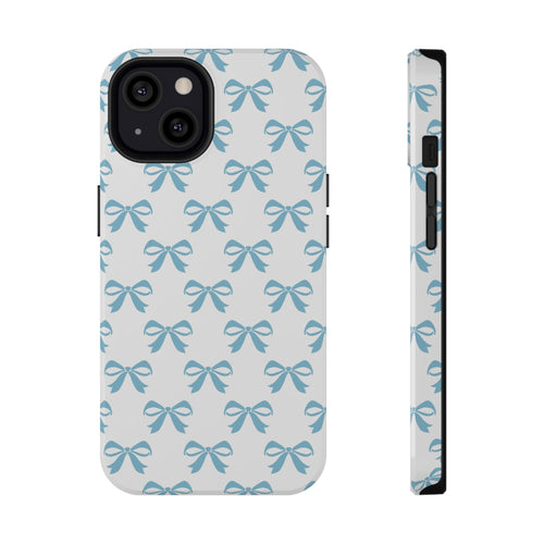 Baby Blue Bow protective phone case for iPhone 13, glossy finish