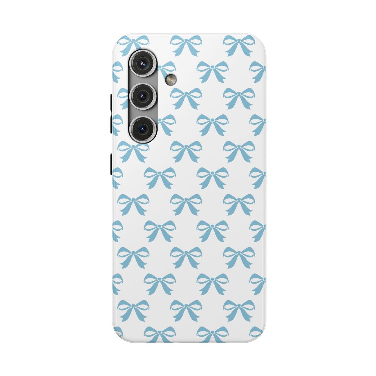 Baby Blue Bow protective phone case for Samsung Galaxy S24, glossy finish