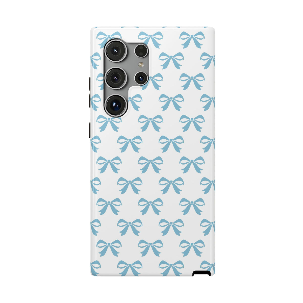 Baby Blue Bow protective phone case for Samsung Galaxy S24 Ultra, glossy finish