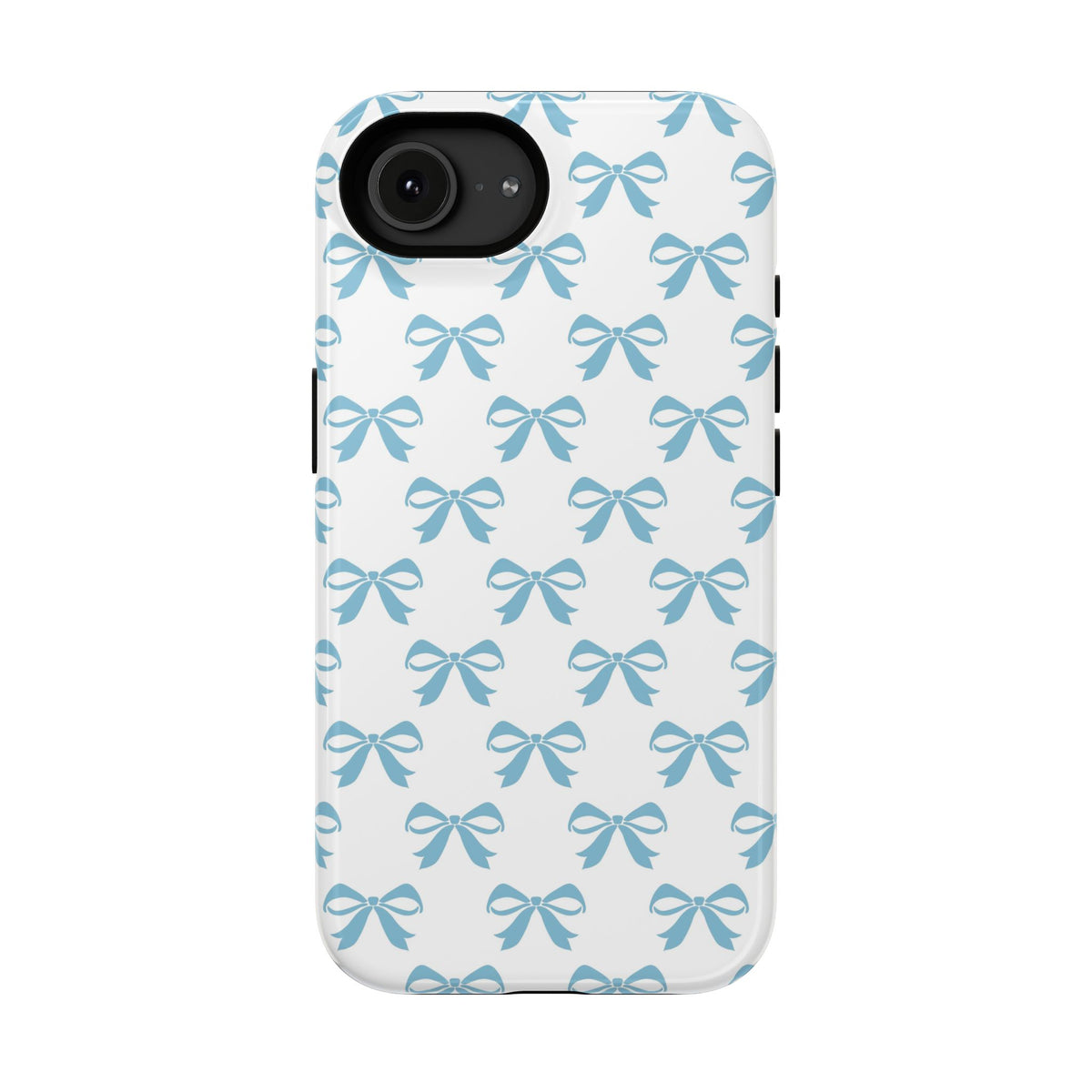 Baby Blue Bow protective phone case for iPhone 16e, glossy finish