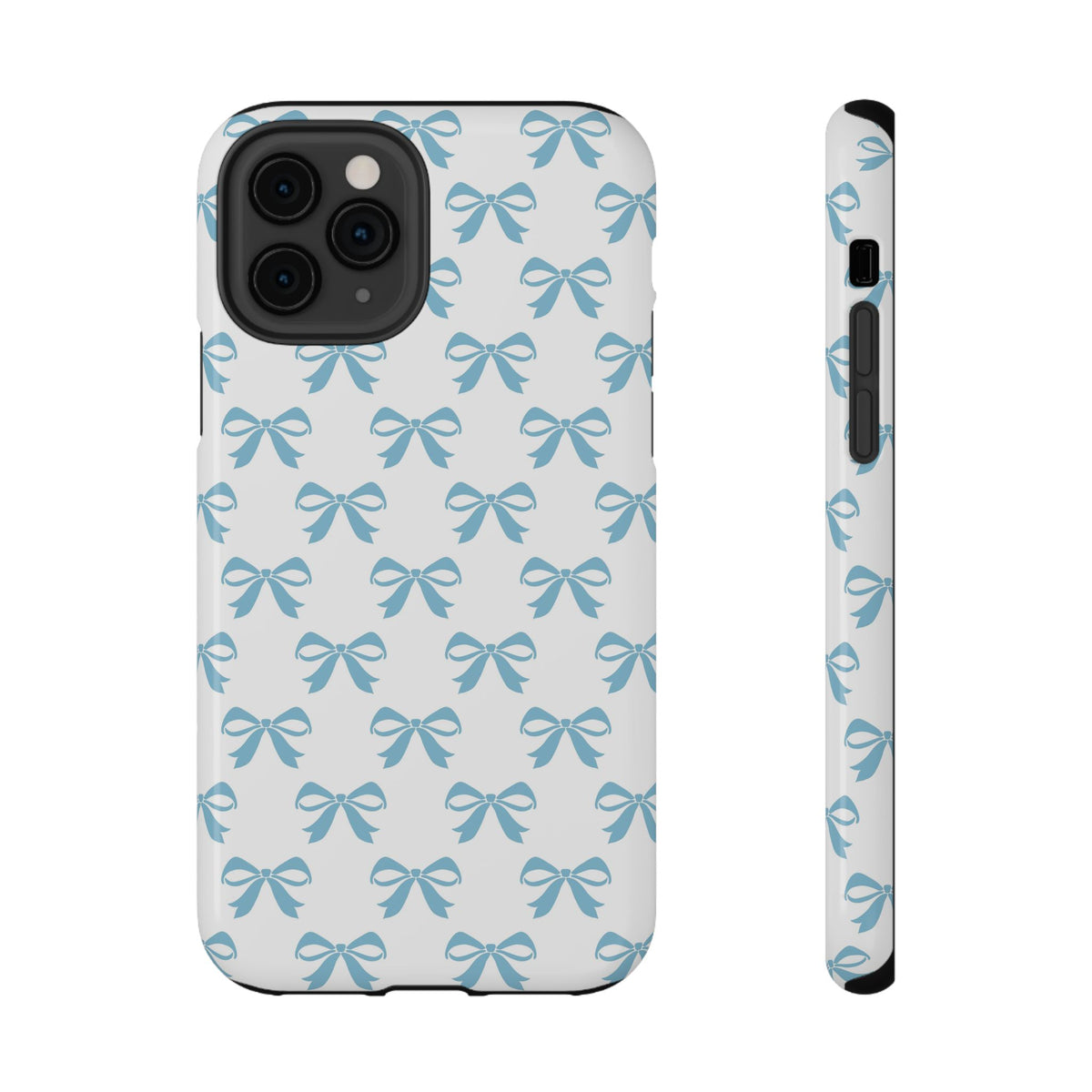 Baby Blue Bow protective phone case for iPhone 11 Pro, glossy finish