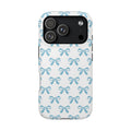 Baby Blue Bow MagSafe case for iPhone 18 Pro, glossy finish
