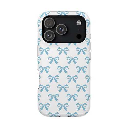 Baby Blue Bow MagSafe case for iPhone 18 Pro, glossy finish