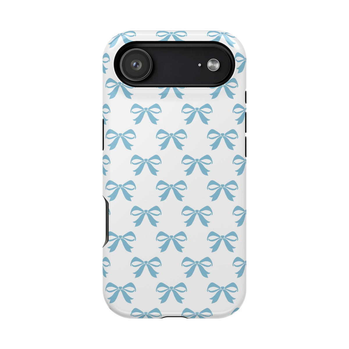 Baby Blue Bow MagSafe case for iPhone 17 Air, glossy finish