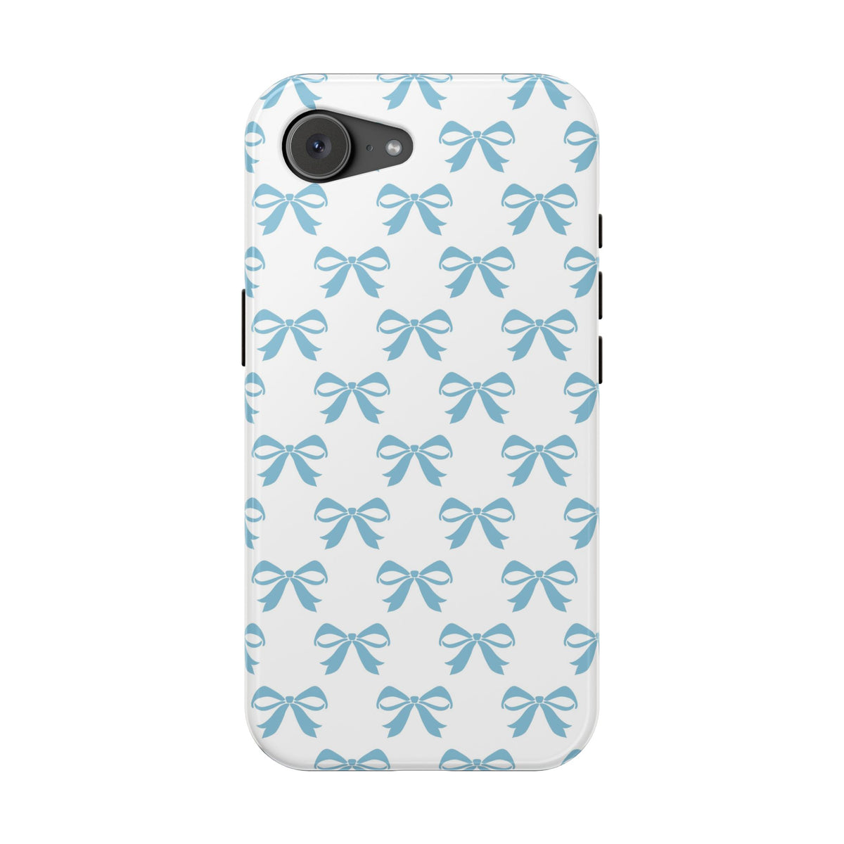 Baby Blue Bow MagSafe case for iPhone 17e, glossy finish