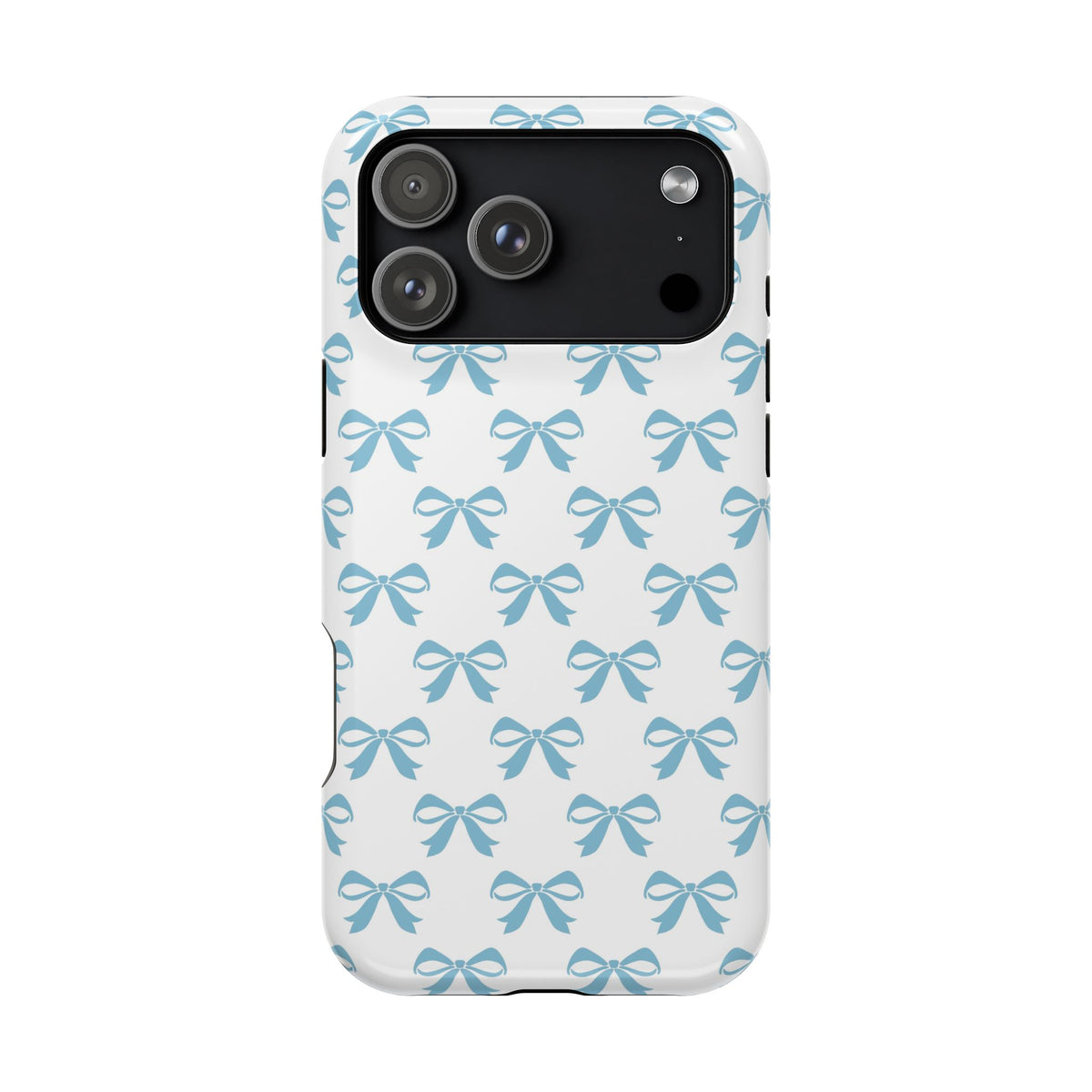 Baby Blue Bow MagSafe case for iPhone 18 Pro Max, glossy finish