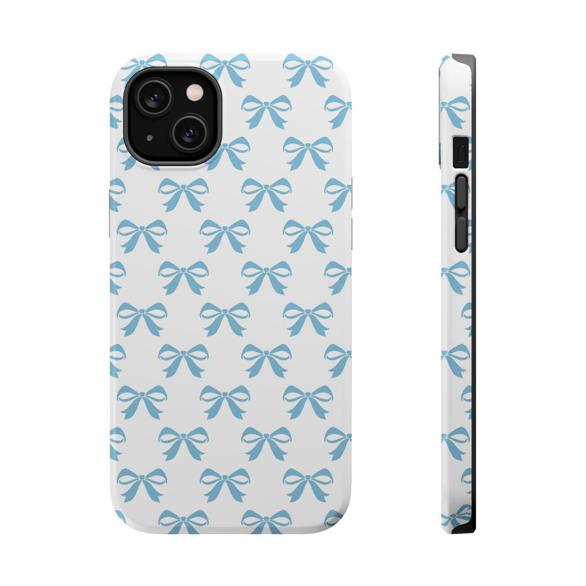 Baby Blue Bow MagSafe case for iPhone 14 Plus, glossy finish