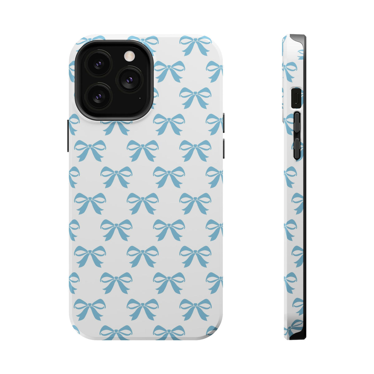 Baby Blue Bow MagSafe case for iPhone 13 Pro Max, glossy finish