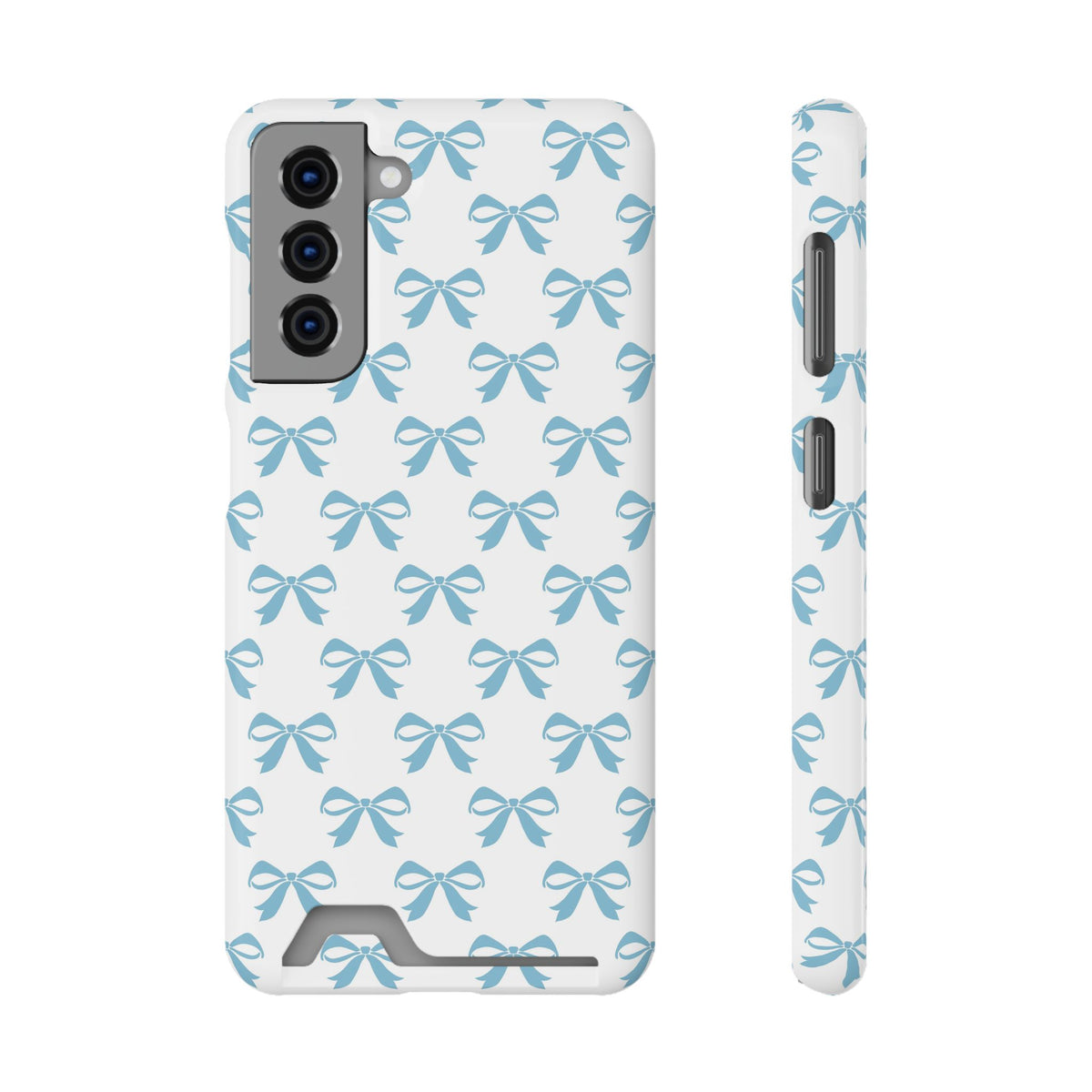 Baby Blue Bow phone case with card holder for Samsung Galaxy S21, glossy finish
