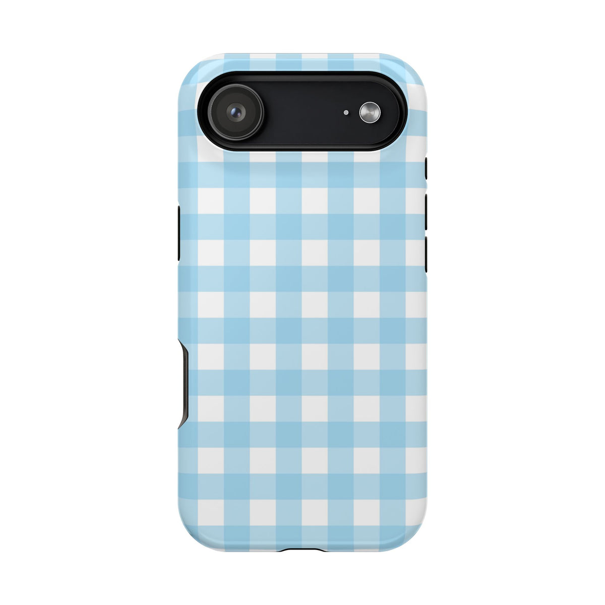 Baby Blue Gingham protective phone case for iPhone 17 Air, glossy finish