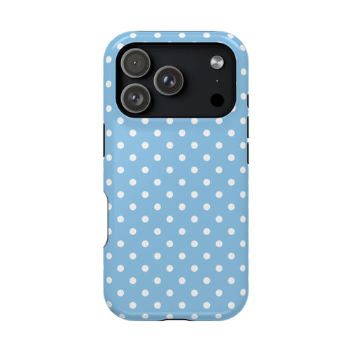 Baby Blue Polka Dot protective phone case for iPhone 18 Pro, glossy finish