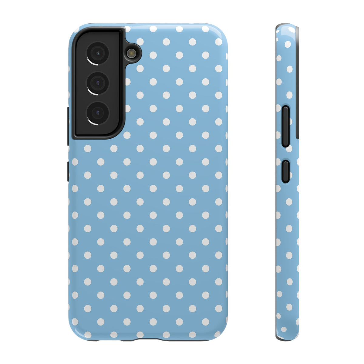Baby Blue Polka Dot protective phone case for Samsung Galaxy S22, glossy finish