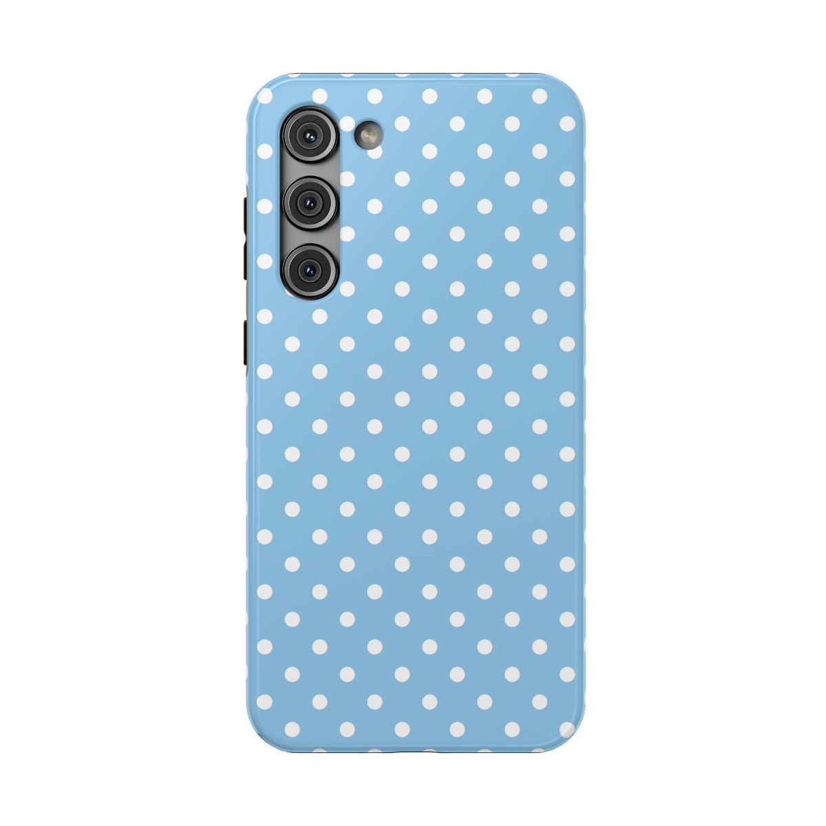 Baby Blue Polka Dot protective phone case for Samsung Galaxy S23 Plus, glossy finish