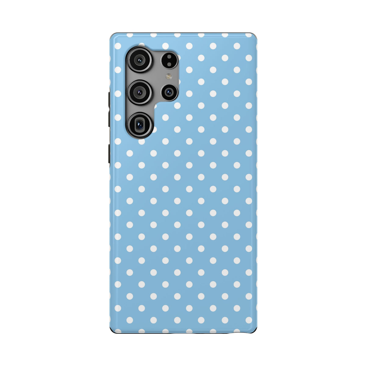 Baby Blue Polka Dot protective phone case for Samsung Galaxy S23 Ultra, glossy finish
