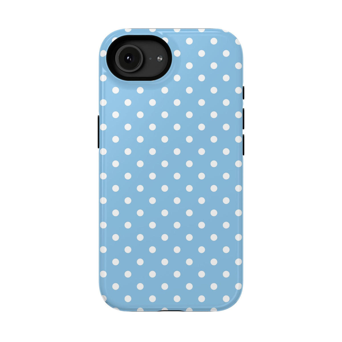 Baby Blue Polka Dot protective phone case for iPhone 16e, matte finish
