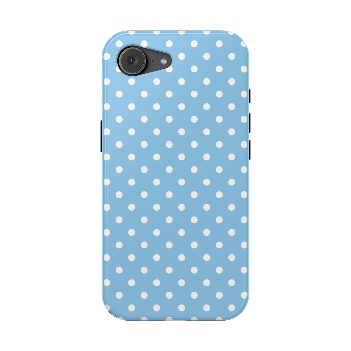 Baby Blue Polka Dot protective phone case for iPhone 17e, glossy finish
