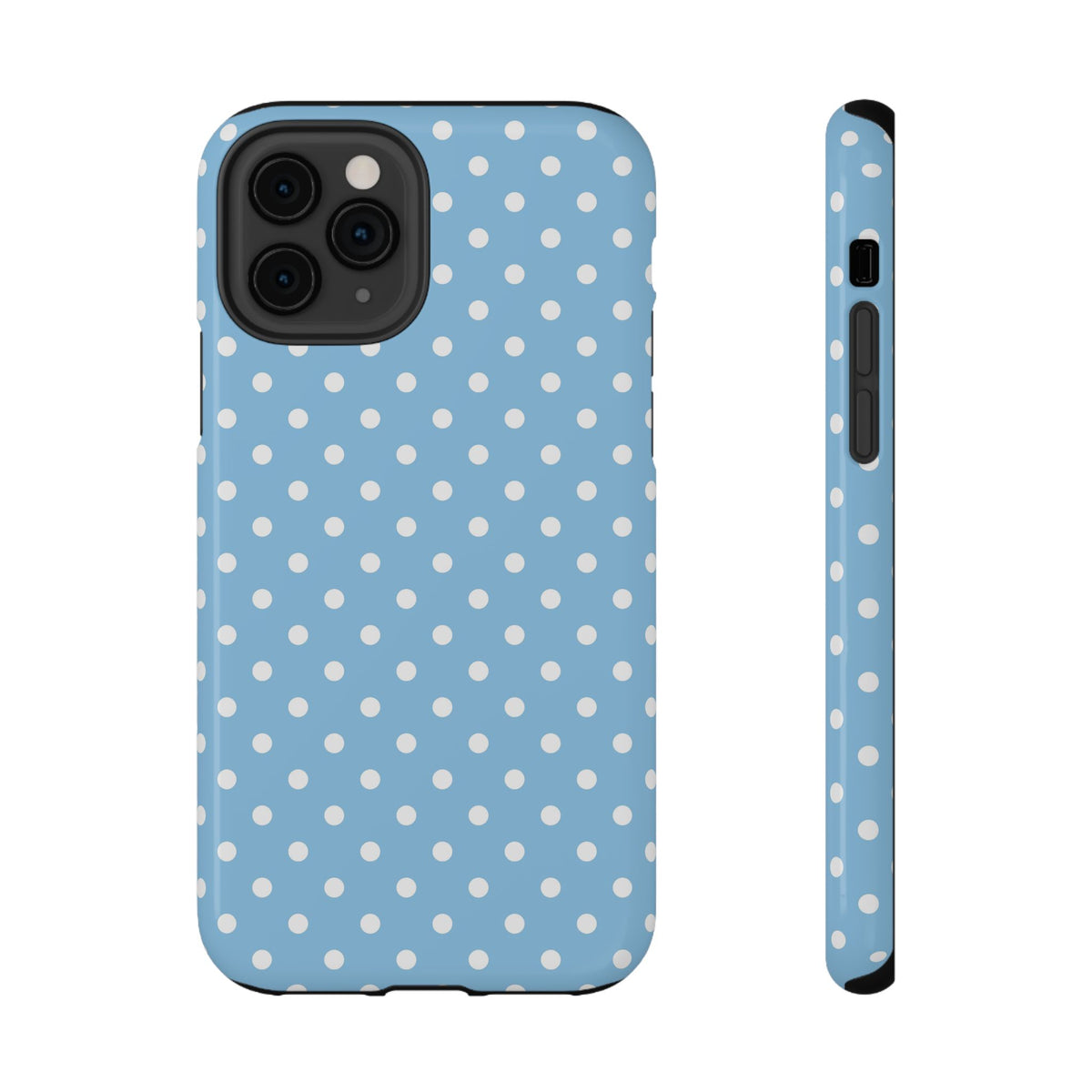Baby Blue Polka Dot protective phone case for iPhone 11 Pro, glossy finish