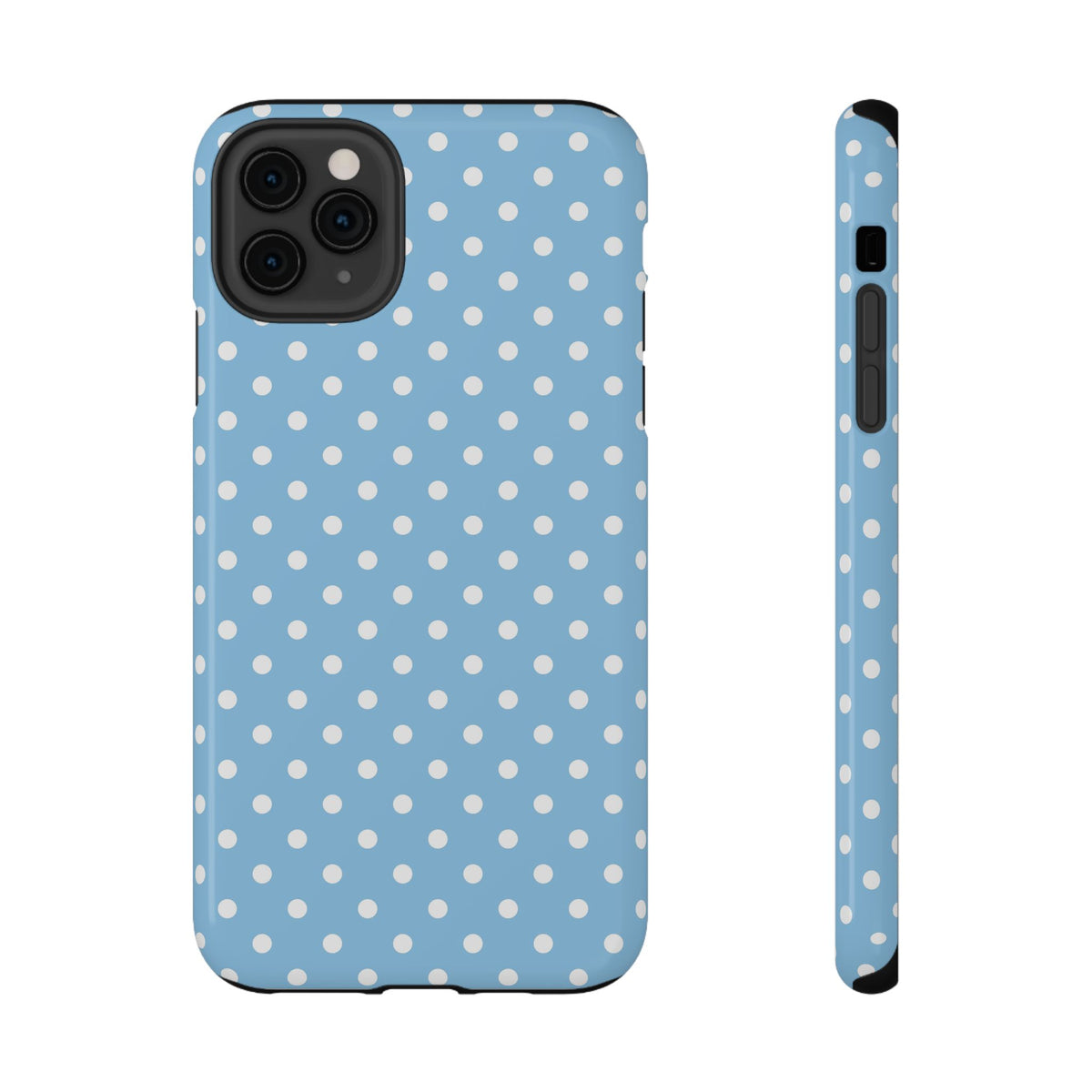 Baby Blue Polka Dot protective phone case for iPhone 11 Pro Max, glossy finish