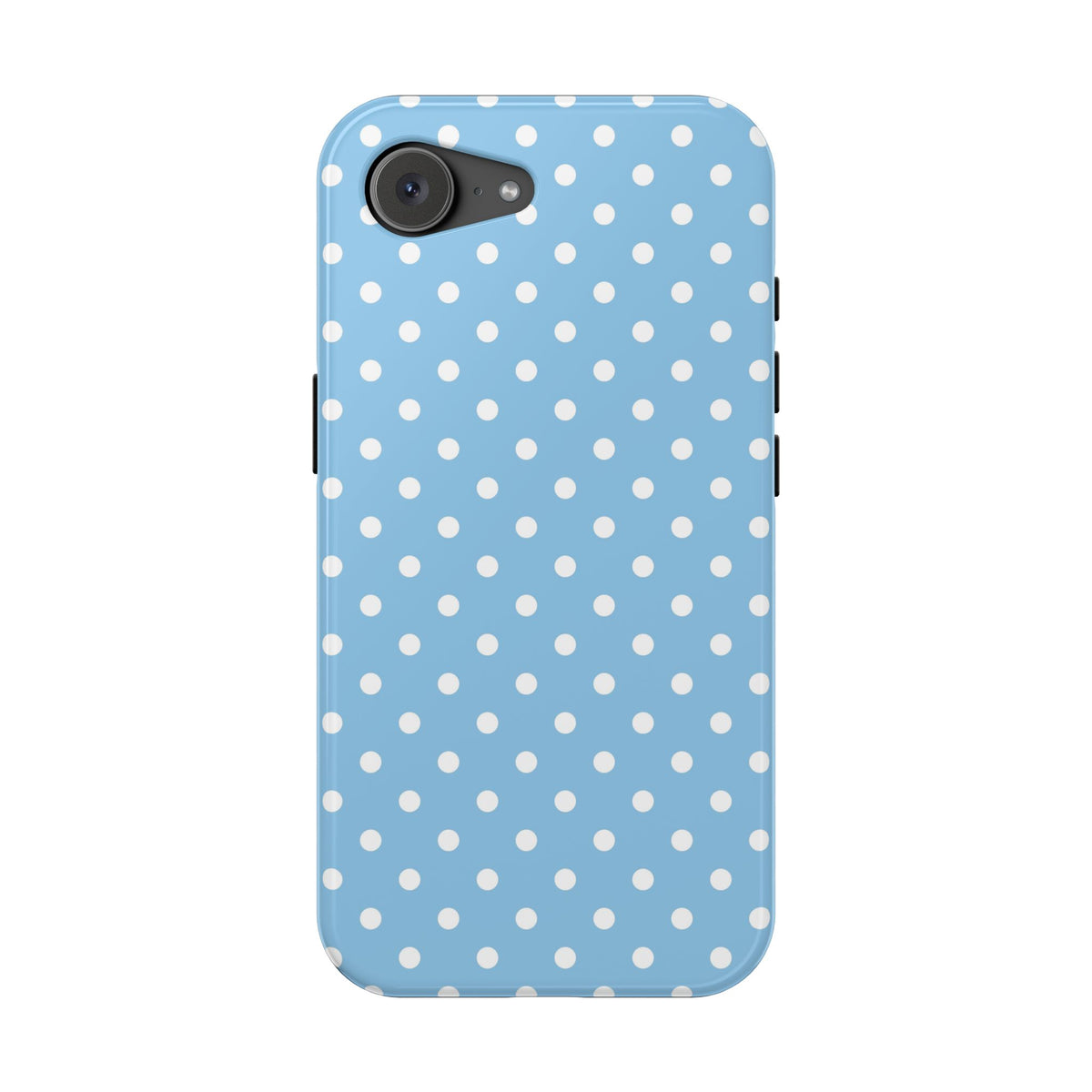 Baby Blue Polka Dot MagSafe case for iPhone 16e, matte finish