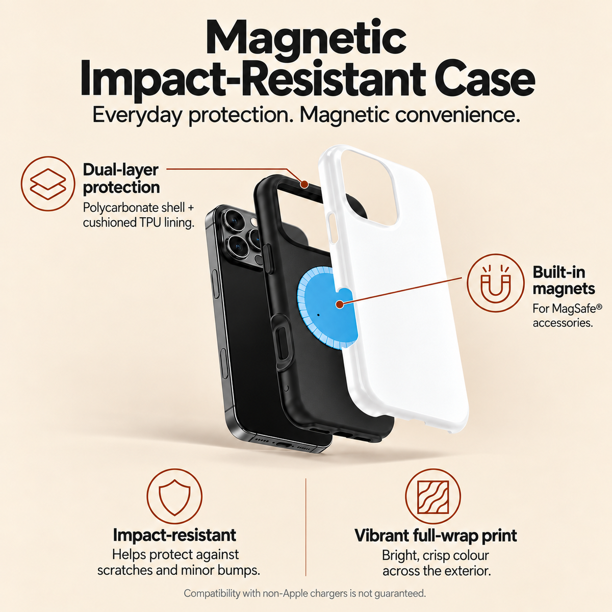 Baby Blue Polka Dot MagSafe case, product infographic