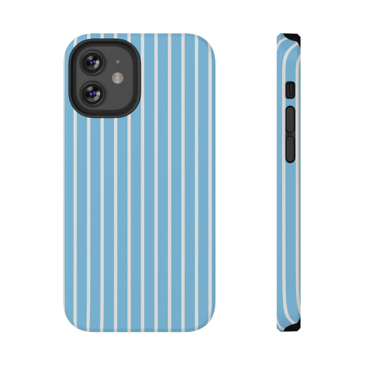 Baby Blue Stripe protective phone case for iPhone 12 Mini, glossy finish