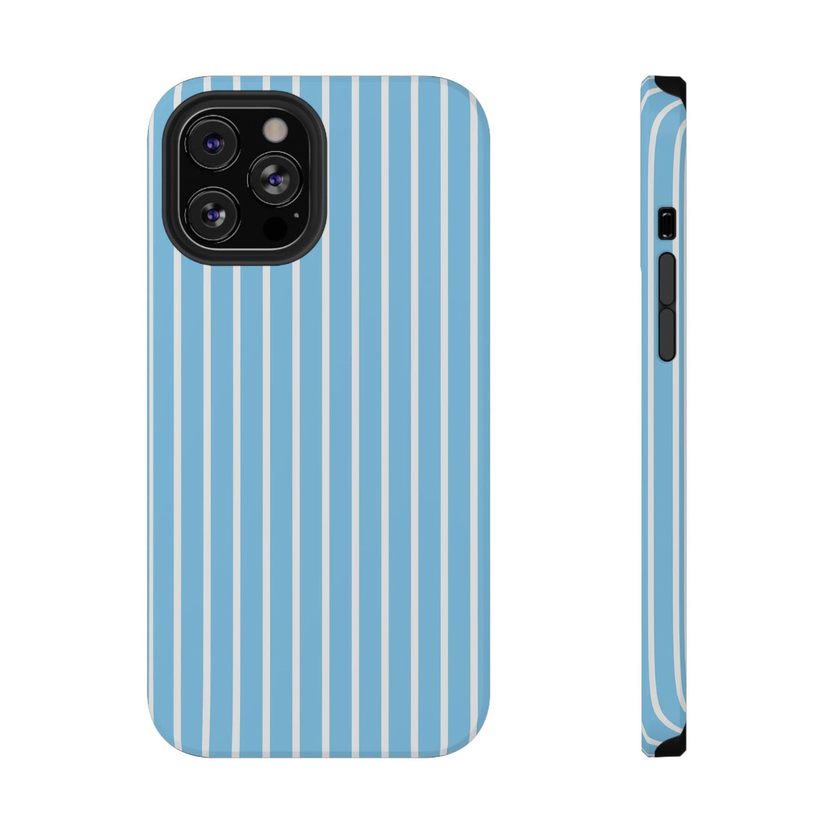 Baby Blue Stripe protective phone case for iPhone 12 Pro Max, glossy finish