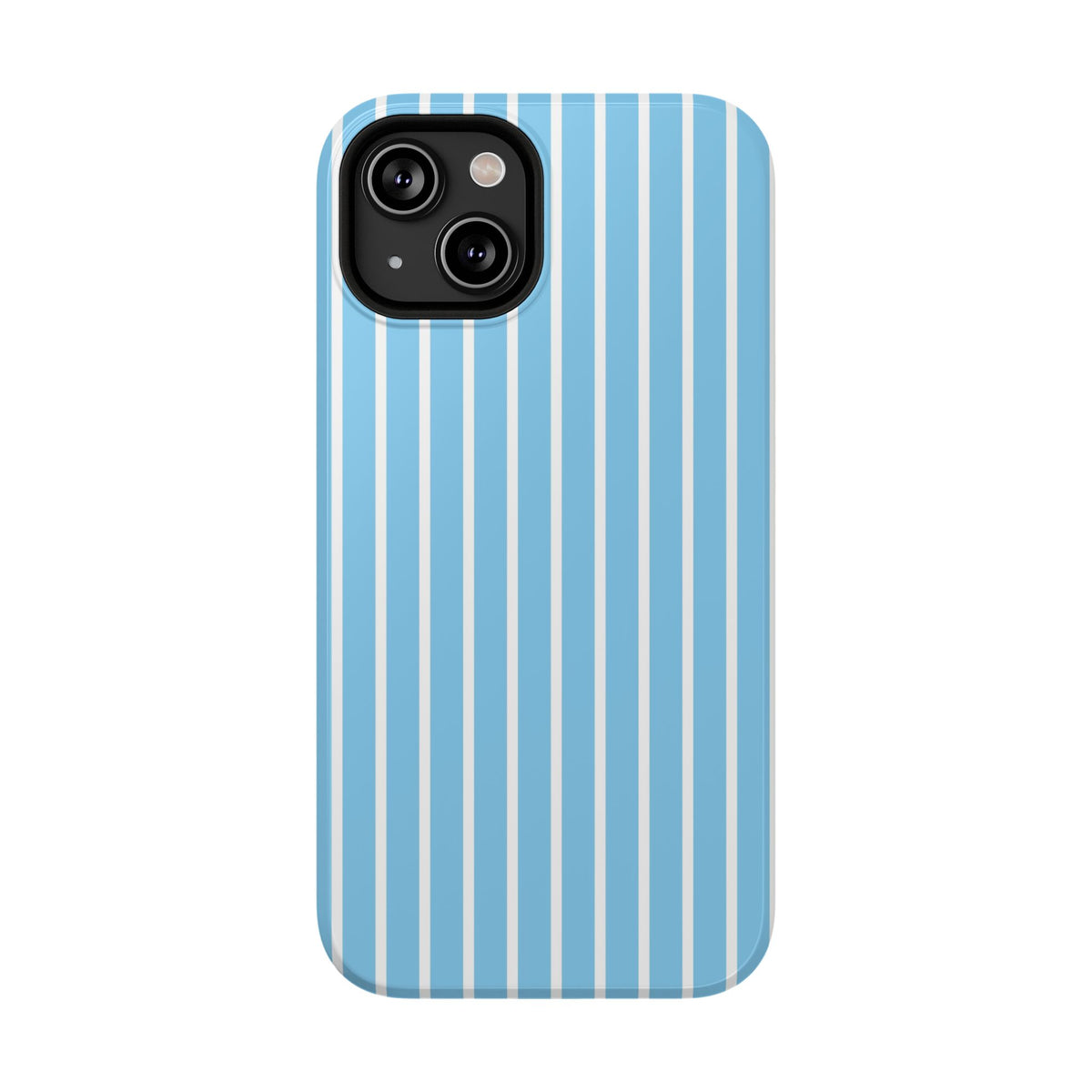 Baby Blue Stripe protective phone case for iPhone 14, glossy finish