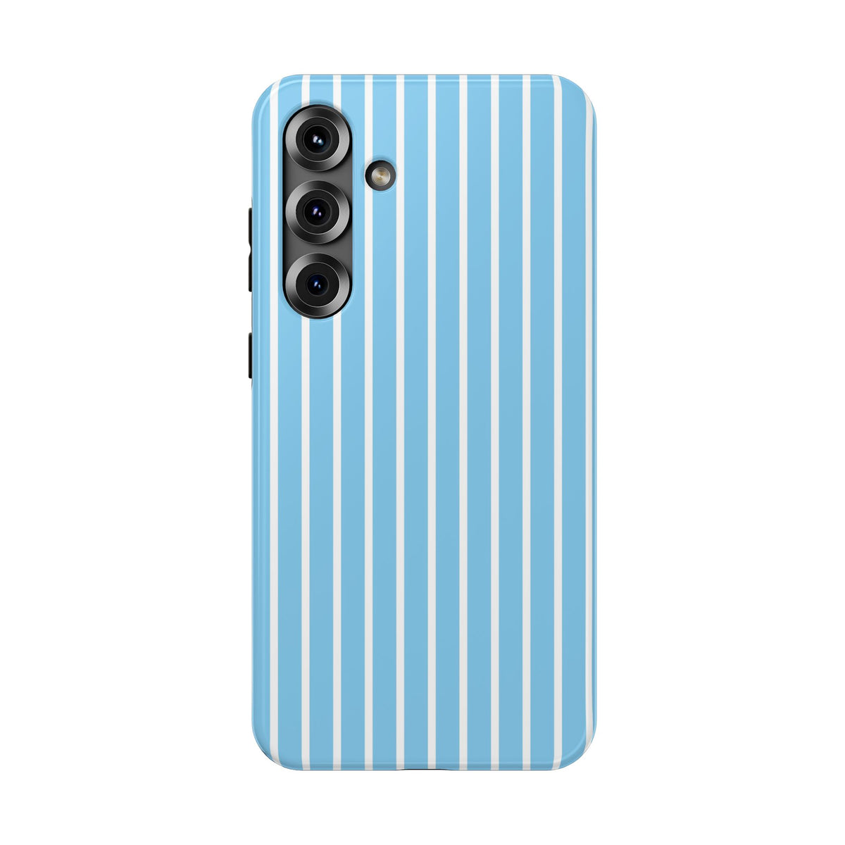 Baby Blue Stripe protective phone case for Samsung Galaxy S25 Plus, glossy finish