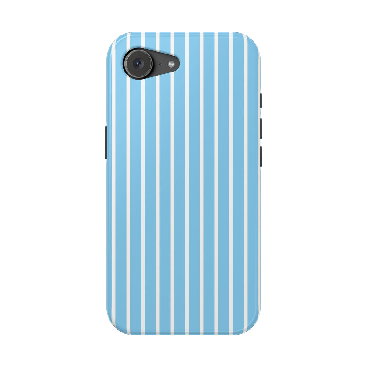 Baby Blue Stripe protective phone case for iPhone 17e, glossy finish