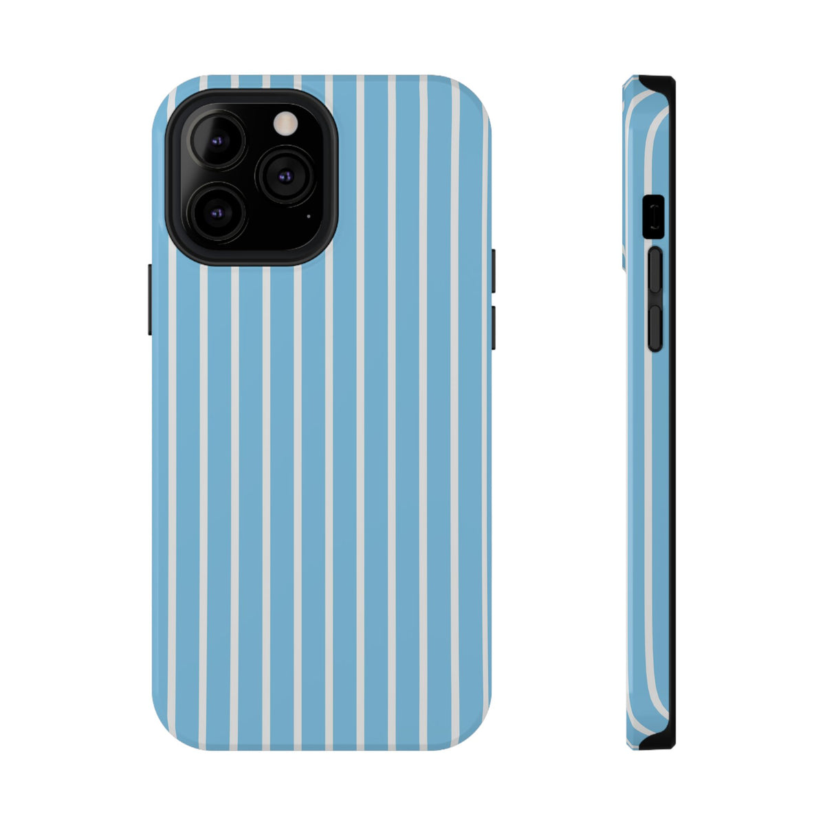 Baby Blue Stripe protective phone case for iPhone 13 Pro Max, glossy finish