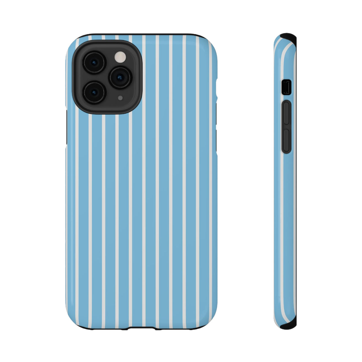 Baby Blue Stripe protective phone case for iPhone 11 Pro, glossy finish