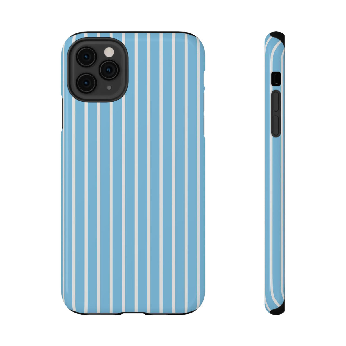 Baby Blue Stripe protective phone case for iPhone 11 Pro Max, glossy finish