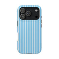 Baby Blue Stripe MagSafe case for iPhone 18 Pro, glossy finish