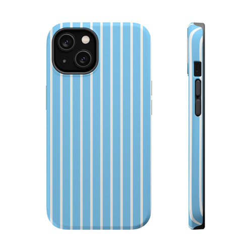 Baby Blue Stripe MagSafe case for iPhone 14, glossy finish