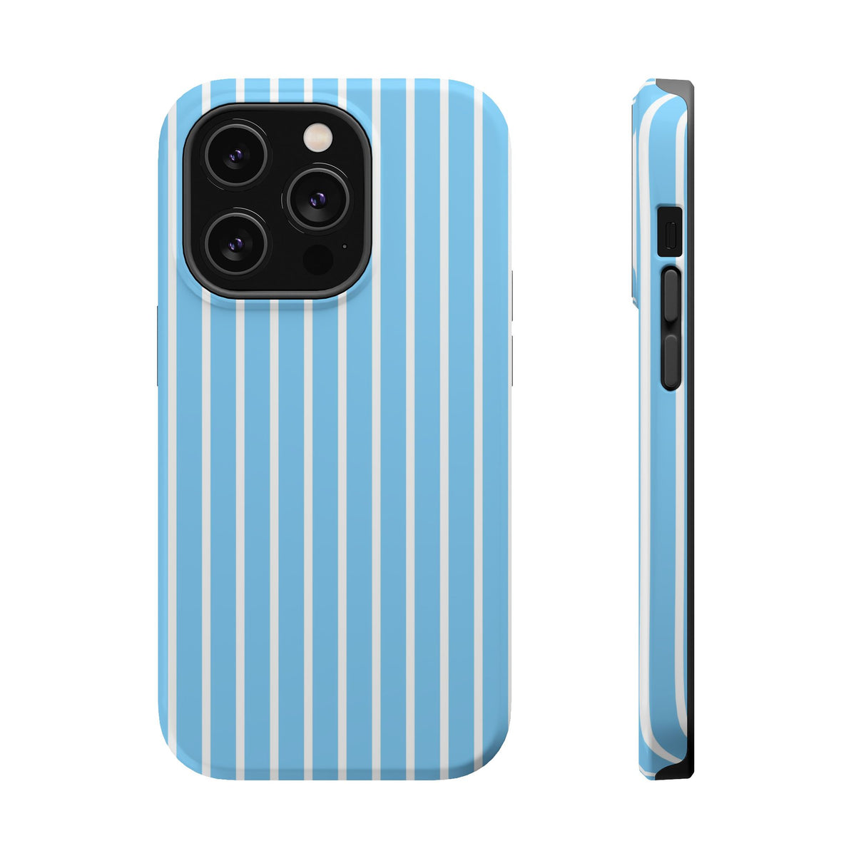 Baby Blue Stripe MagSafe case for iPhone 14 Pro, glossy finish