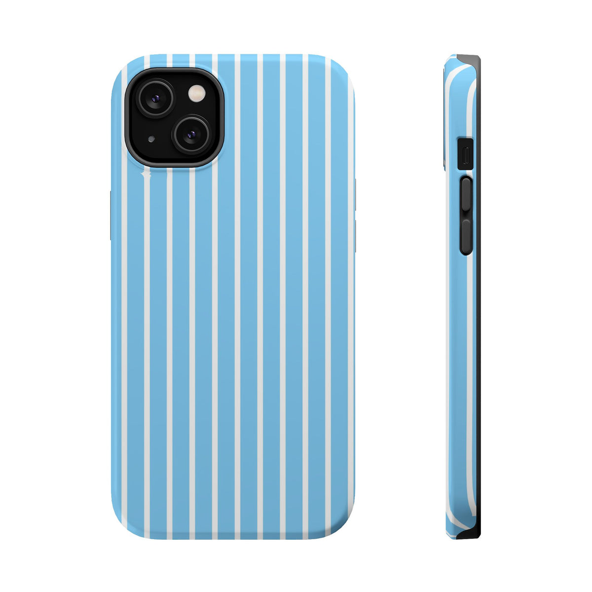 Baby Blue Stripe MagSafe case for iPhone 14 Plus, glossy finish