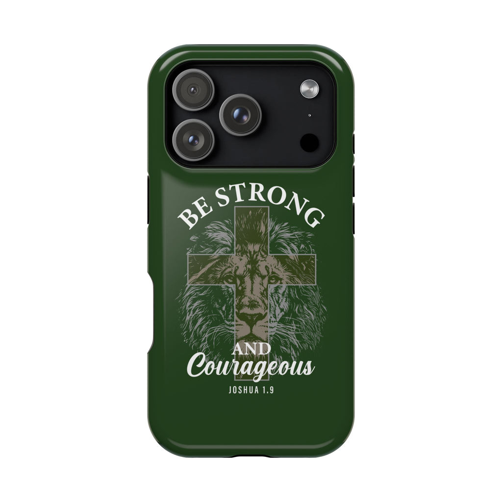 Be Strong Lion protective phone case for iPhone 18 Pro, glossy finish