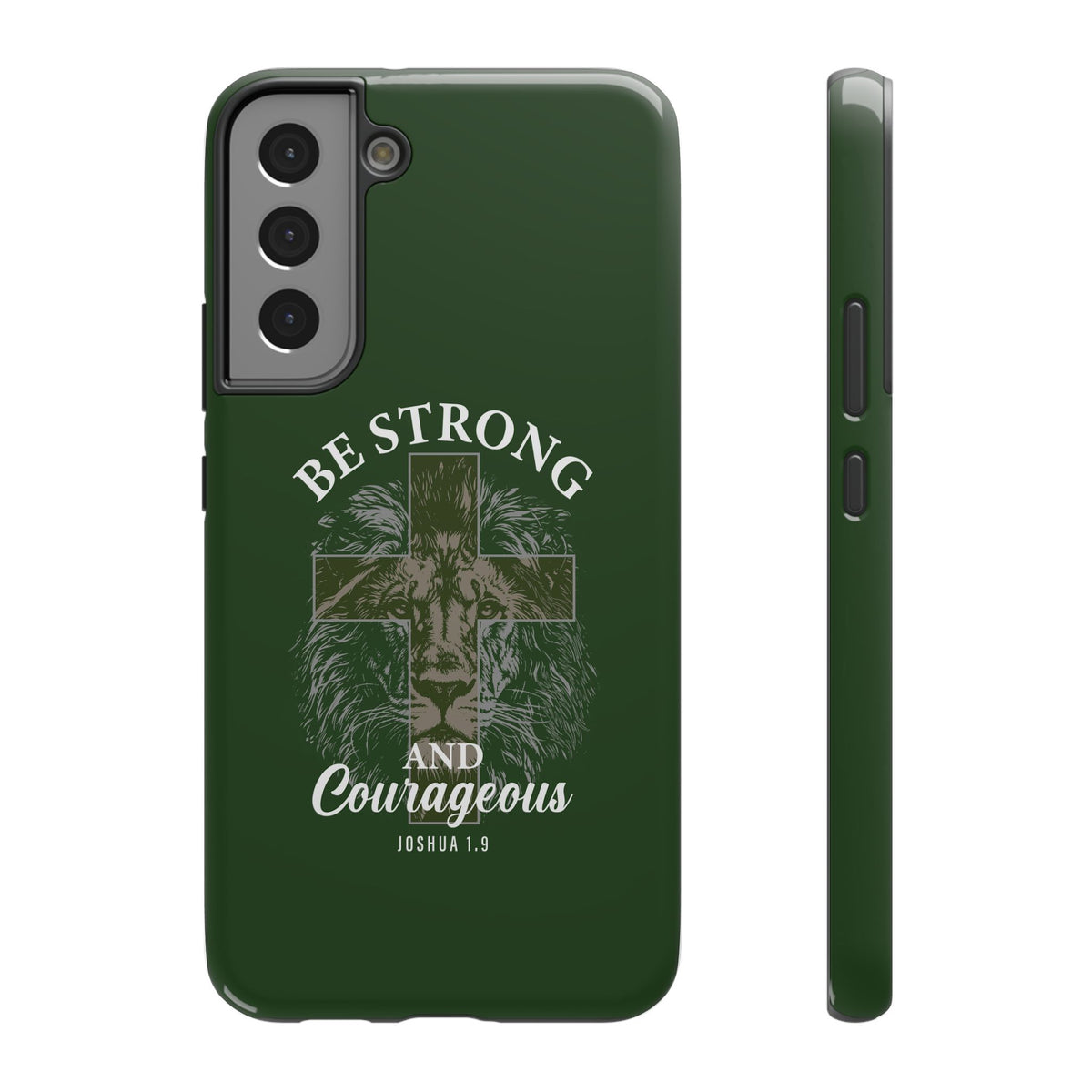 Be Strong Lion protective phone case for Samsung Galaxy S22 Plus, glossy finish