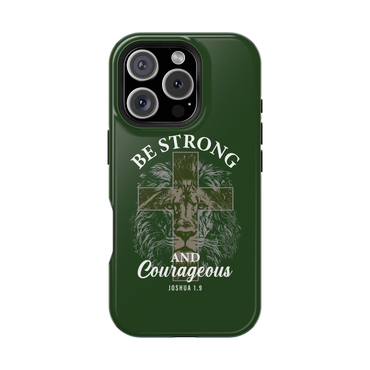 Be Strong Lion protective phone case for iPhone 16 Pro, glossy finish