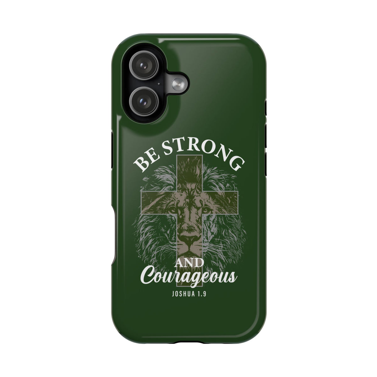 Be Strong Lion protective phone case for iPhone 17, glossy finish