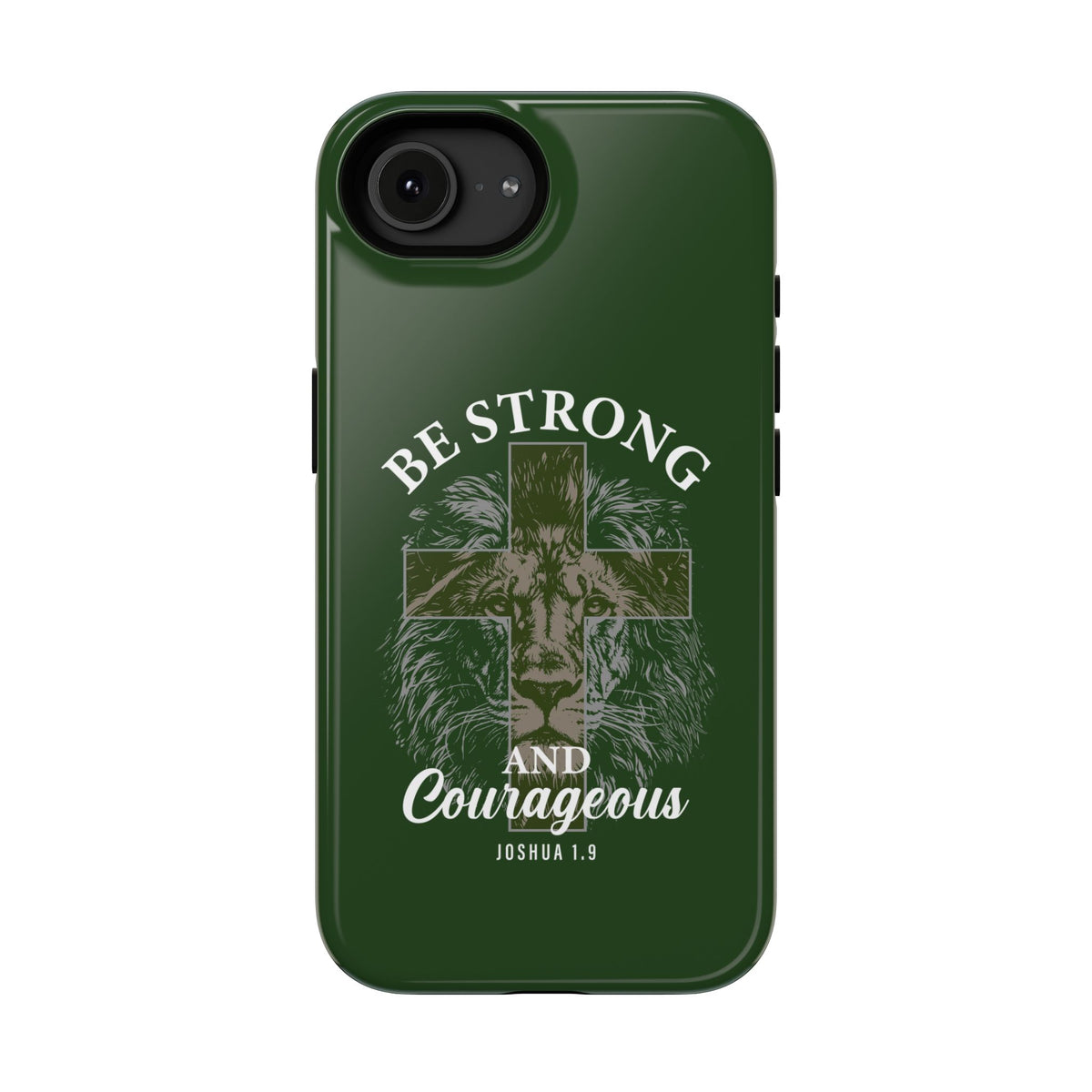 Be Strong Lion protective phone case for iPhone 16e, glossy finish