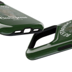 Be Strong Lion protective phone case, close-up at an angle
