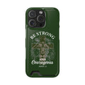 Be Strong Lion phone case with card holder for iPhone 16 Pro, glossy finish
