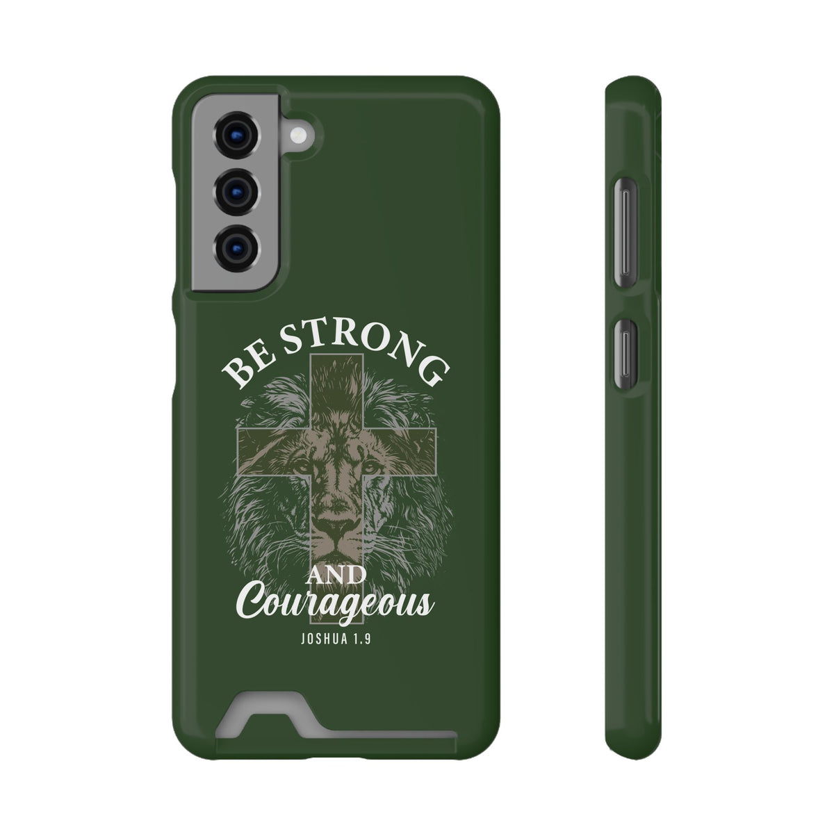 Be Strong Lion phone case with card holder for Samsung Galaxy S21, glossy finish