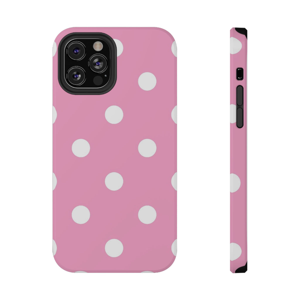 Big Pink Polka Dot protective phone case for iPhone 12 Pro, glossy finish