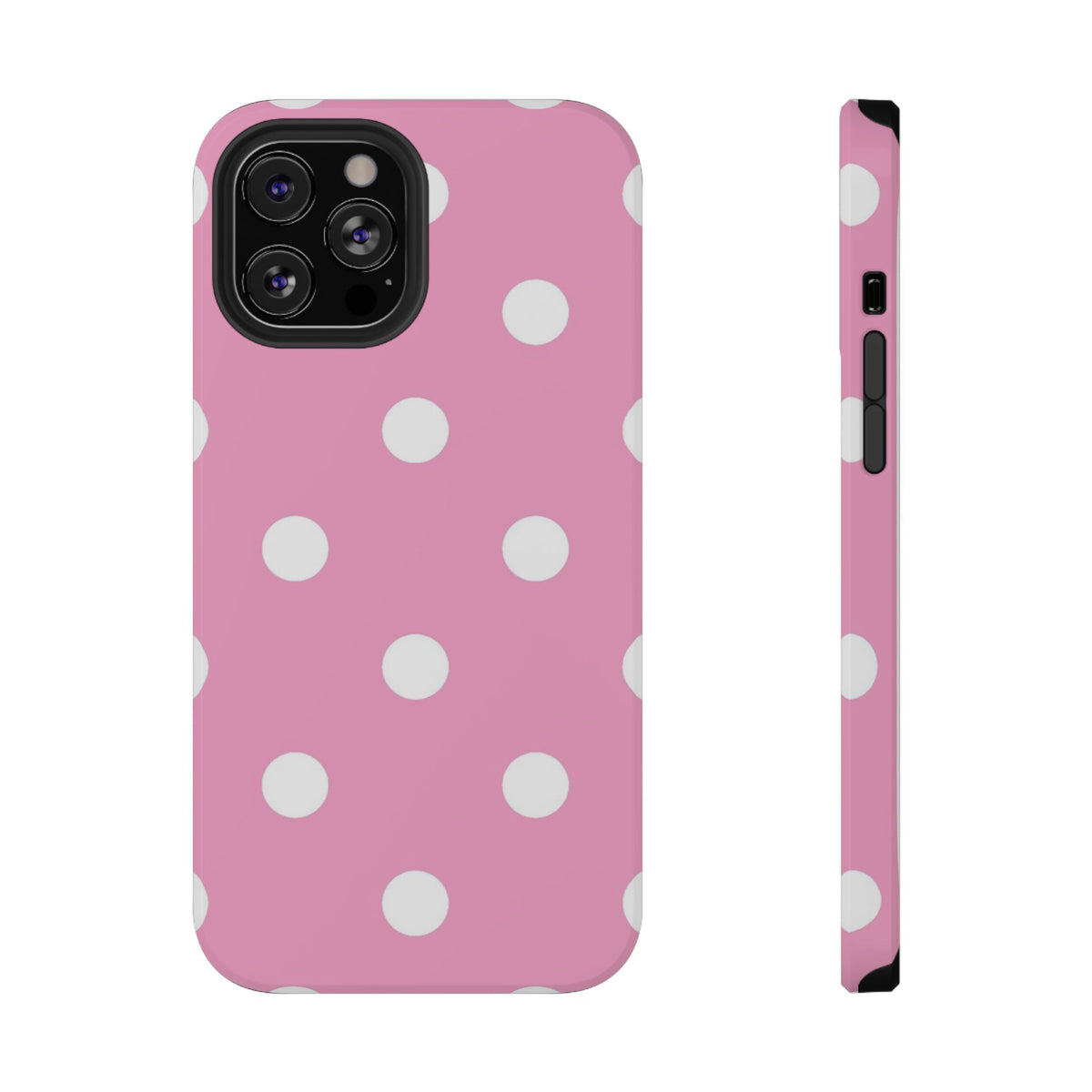 Big Pink Polka Dot protective phone case for iPhone 12 Pro Max, glossy finish